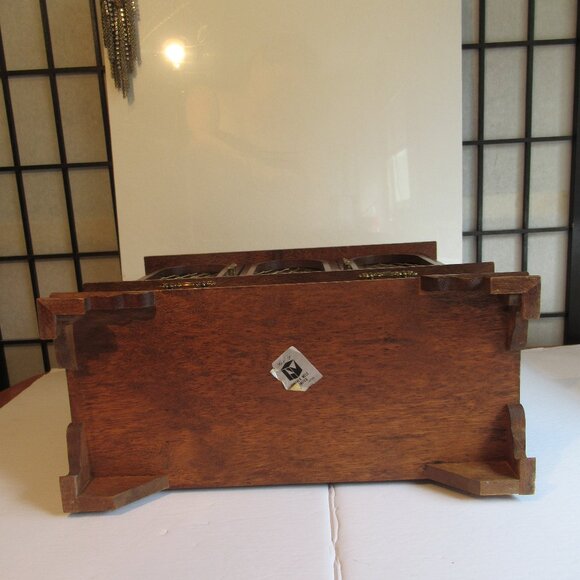 Wood Jewellery / Music Box, Organizer, Vintage circa 1970's, - Picture 13 of 14